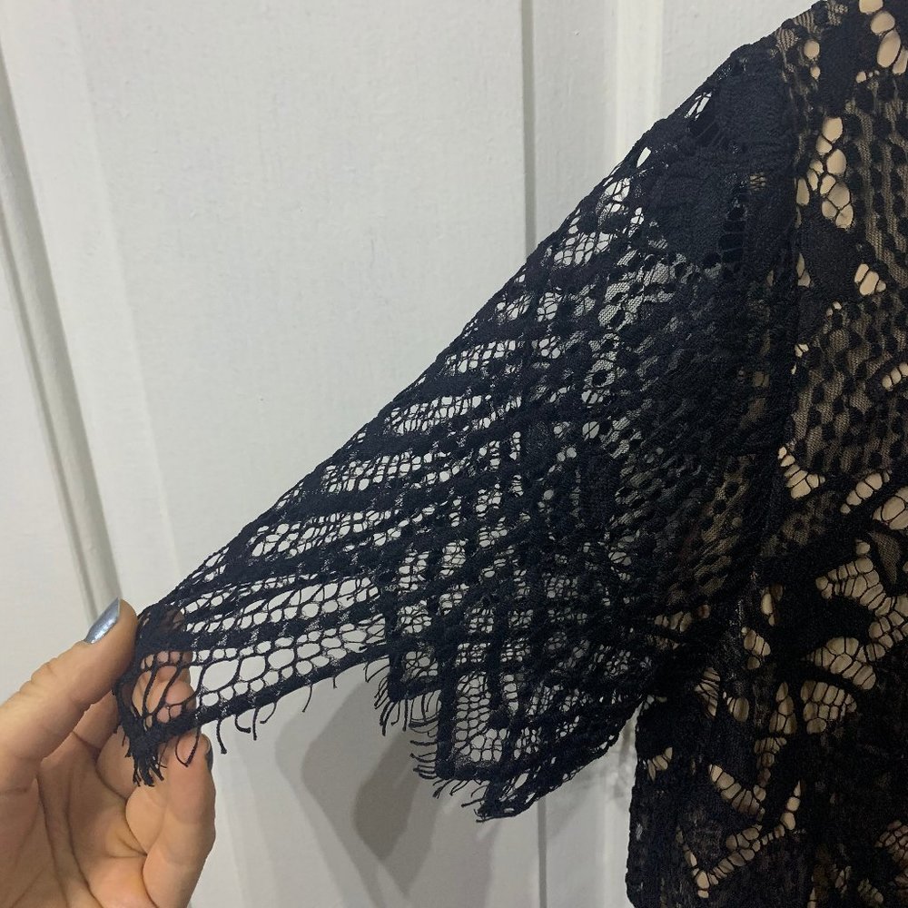 Express Black Lace Top with Nude Underlay - Picture 3 of 4